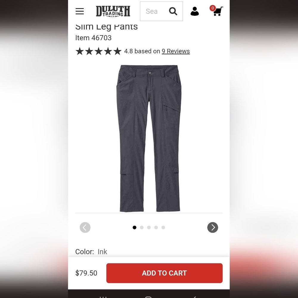 Women's NWT Duluth Trading Slim Leg Convertable Pants Size 10 X 29